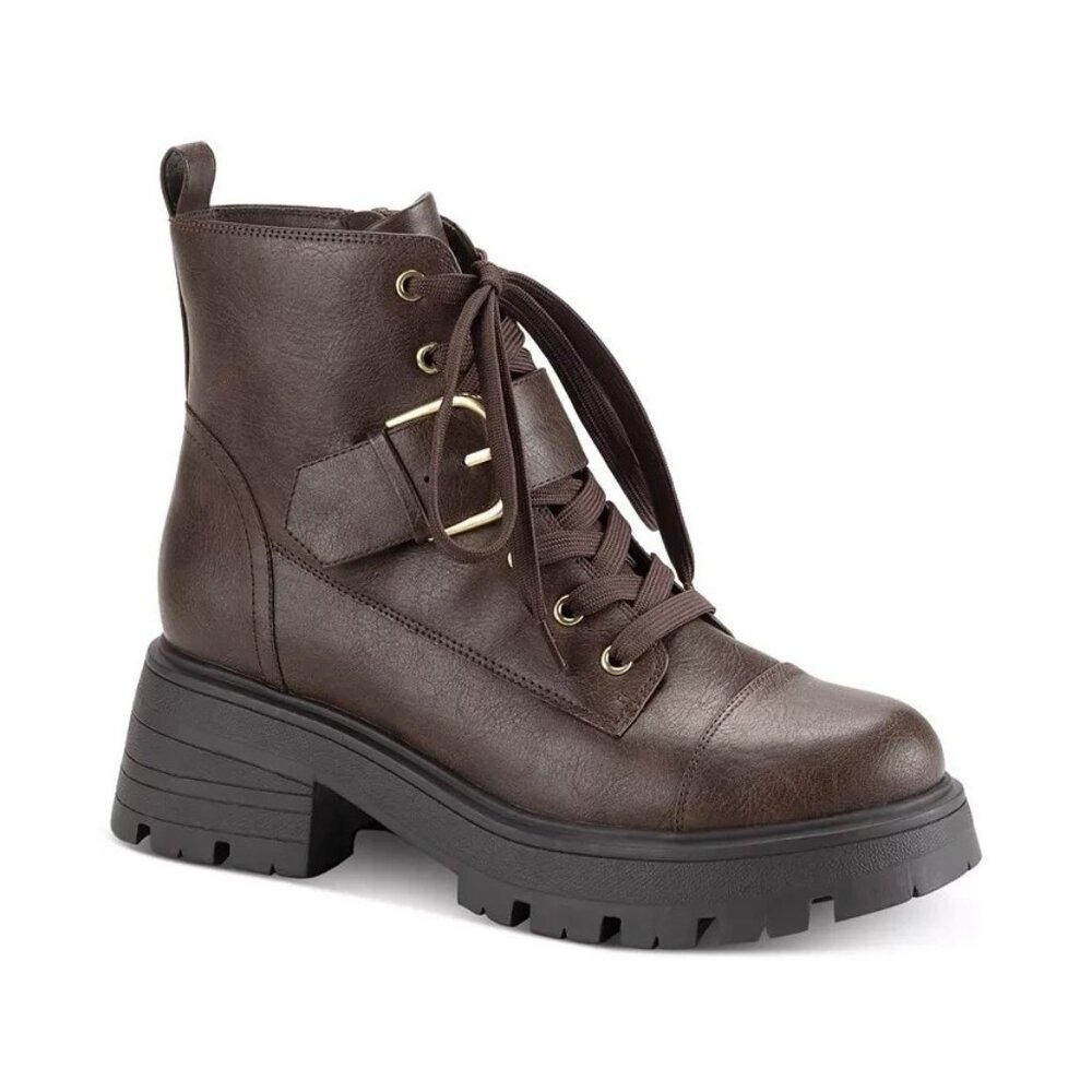 Sun Stone Sun Stone Womens Rickyy Combat Booties Brown 8 MSRP $79